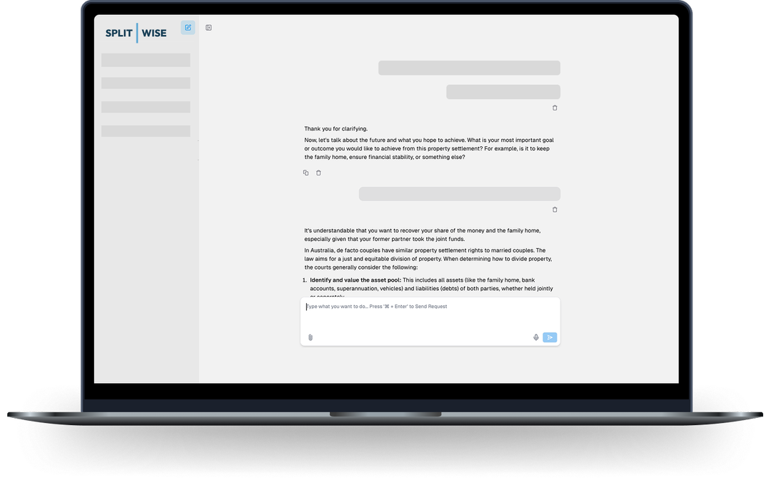 AI-powered family law assistance platform interface