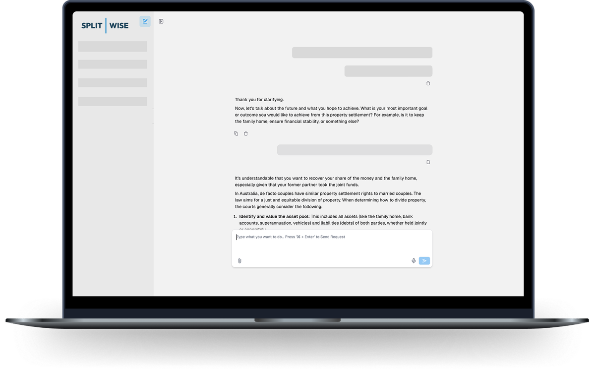 AI-powered family law assistance platform interface